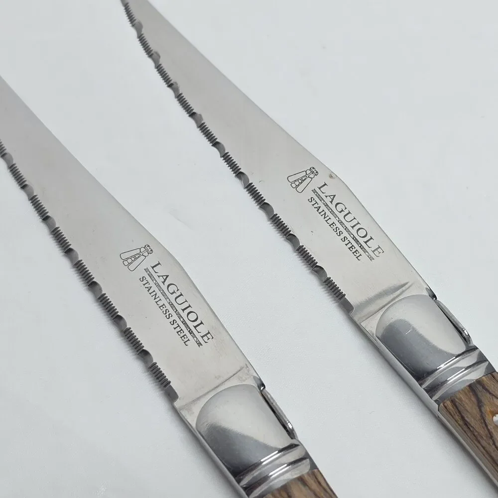 Trudeau Maison Laguiole Wood Handle Steak Kitchen Knives Set Of 2